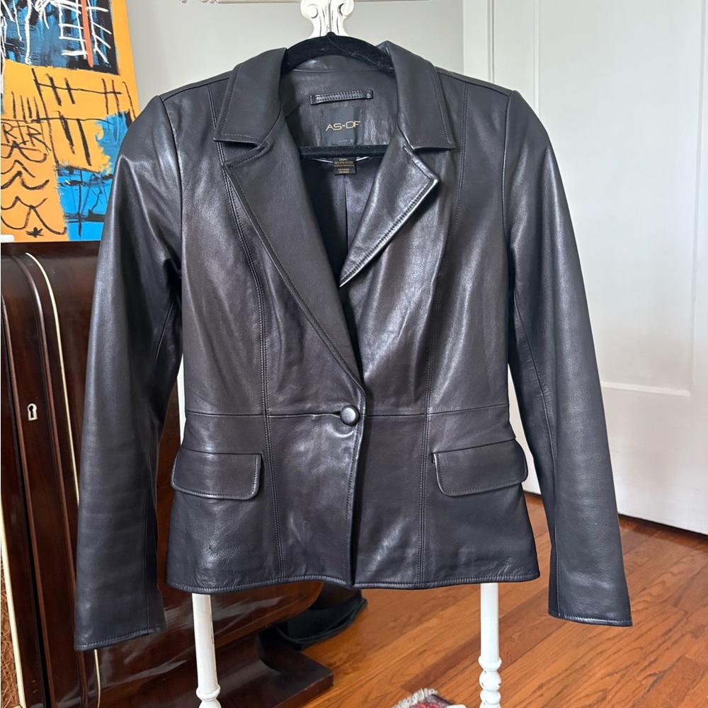 As by Df Women's Black Leather Jacket